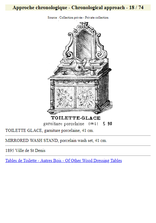  table de toilette pitchpin  coiffeuse dessus marbre  lingère toilette de poupée  grands magasins Parisien  catalogue d'Etrennes